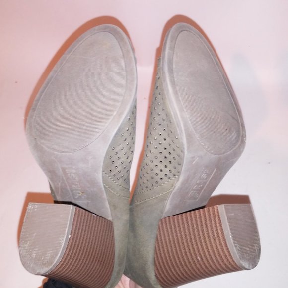 Brash Womens Shoes size 7 Faux Suede Booties Olive Green Open Tie Side Zip All M - Picture 13 of 14